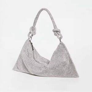 JustFab Silver Rhinestone Shoulder Bag
